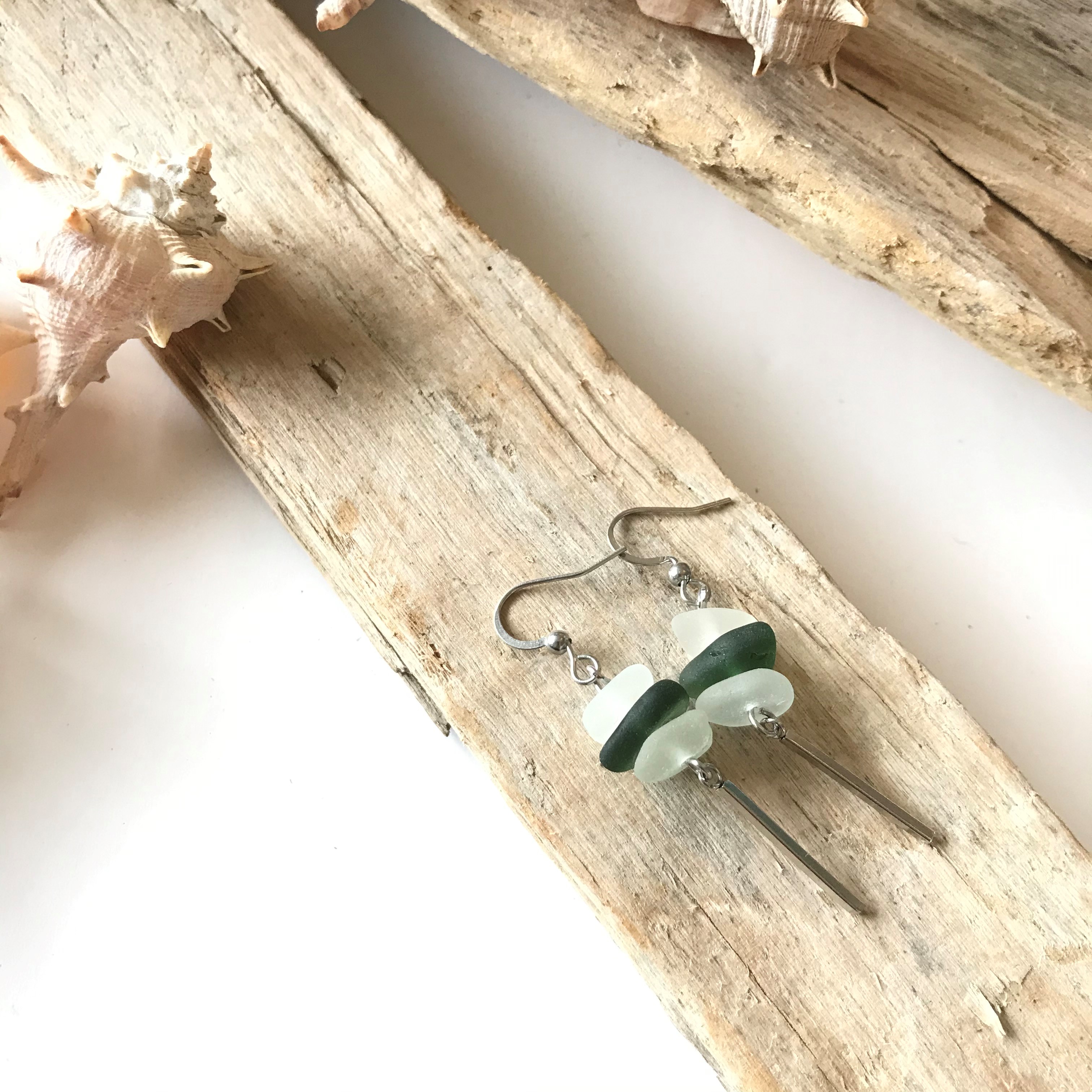 Boucles d'oreilles en verre des plages recyclé 2