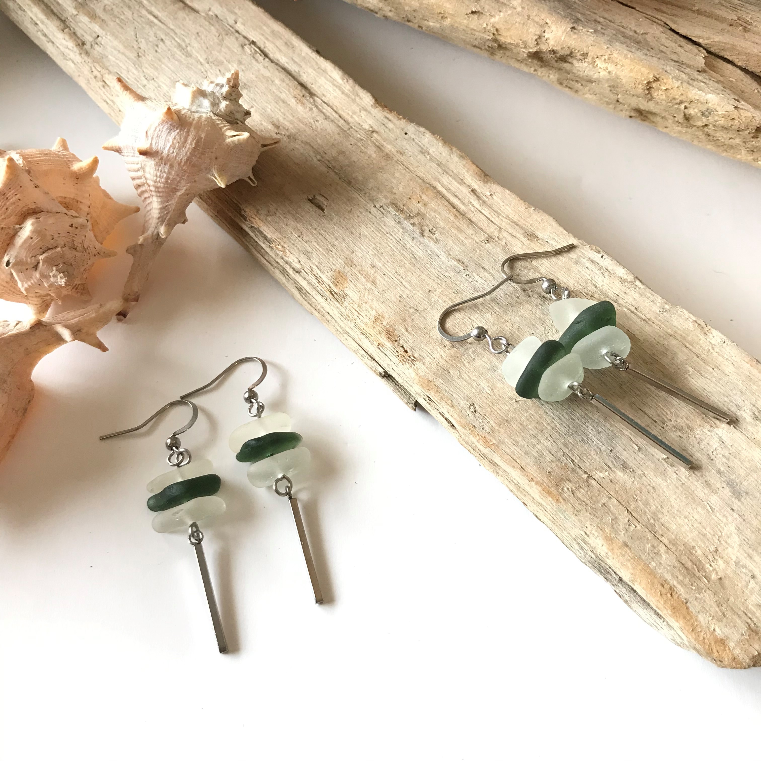 Boucles d'oreilles en verre des plages recyclé 3