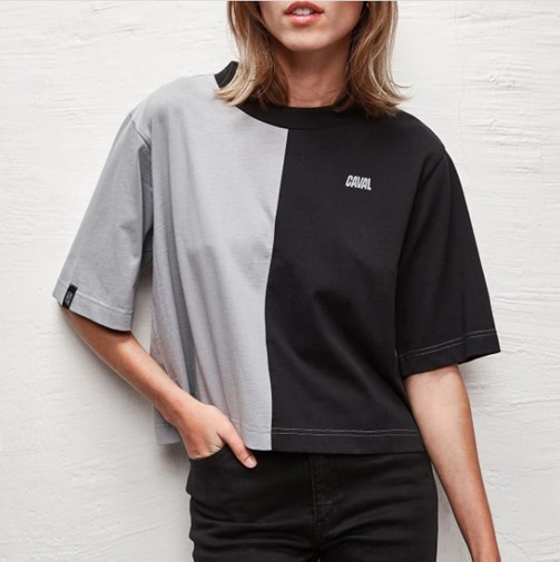 T-shirt asymétrique CROPPED SPLIT - Gris