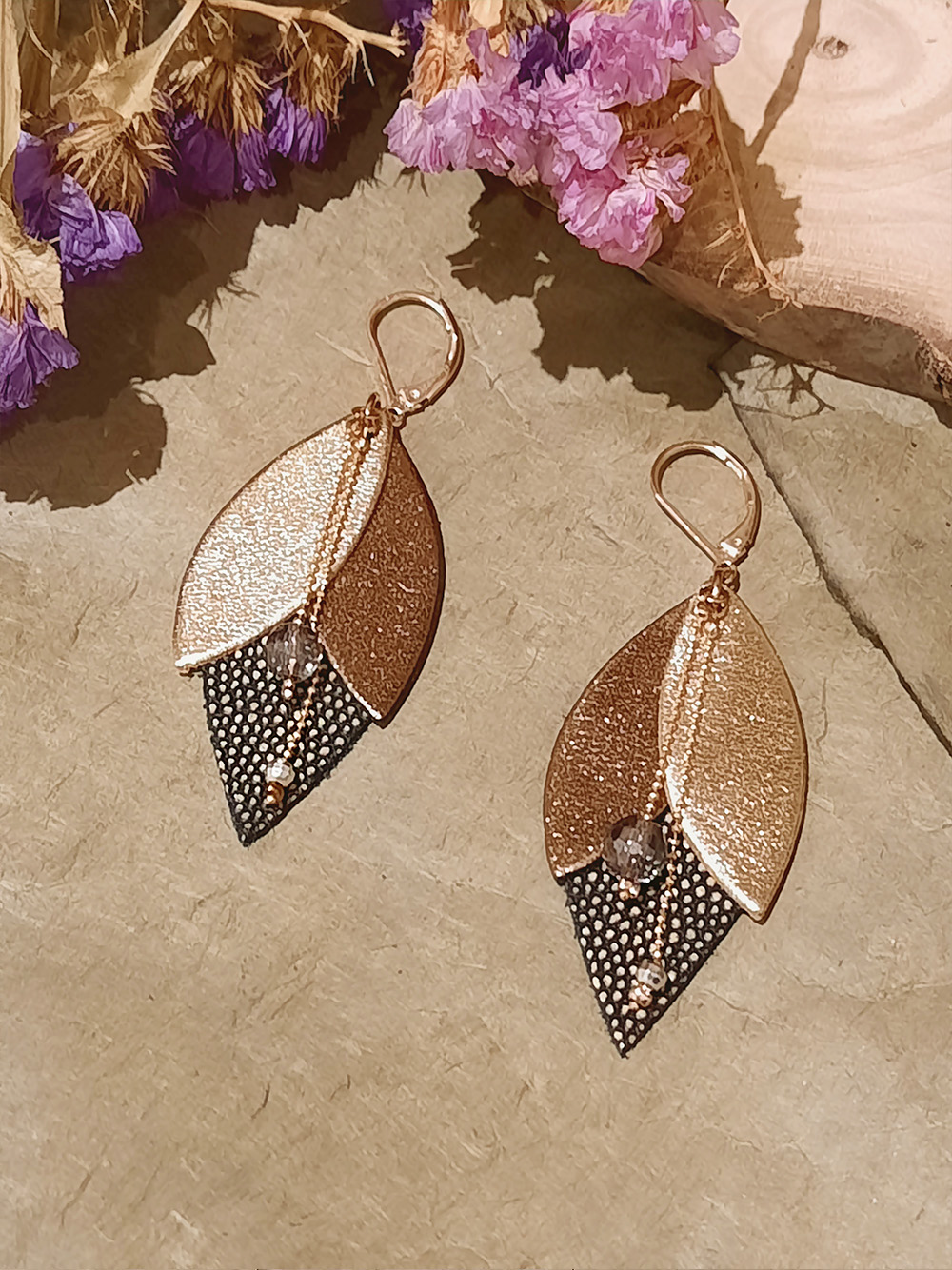 Boucles d'oreilles en cuir TULIPE Olive 3