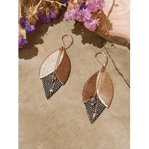 Boucles d'oreilles en cuir TULIPE Olive