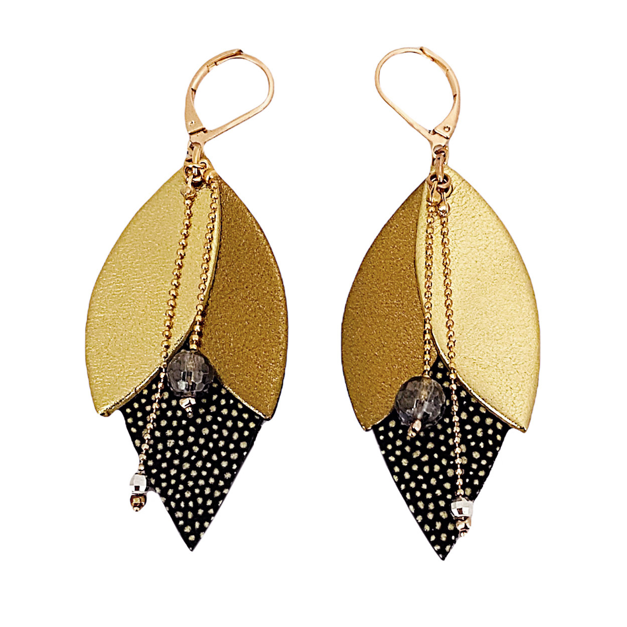 Boucles d'oreilles en cuir TULIPE Olive 4