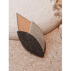 Broche en bois TULIPE Olive