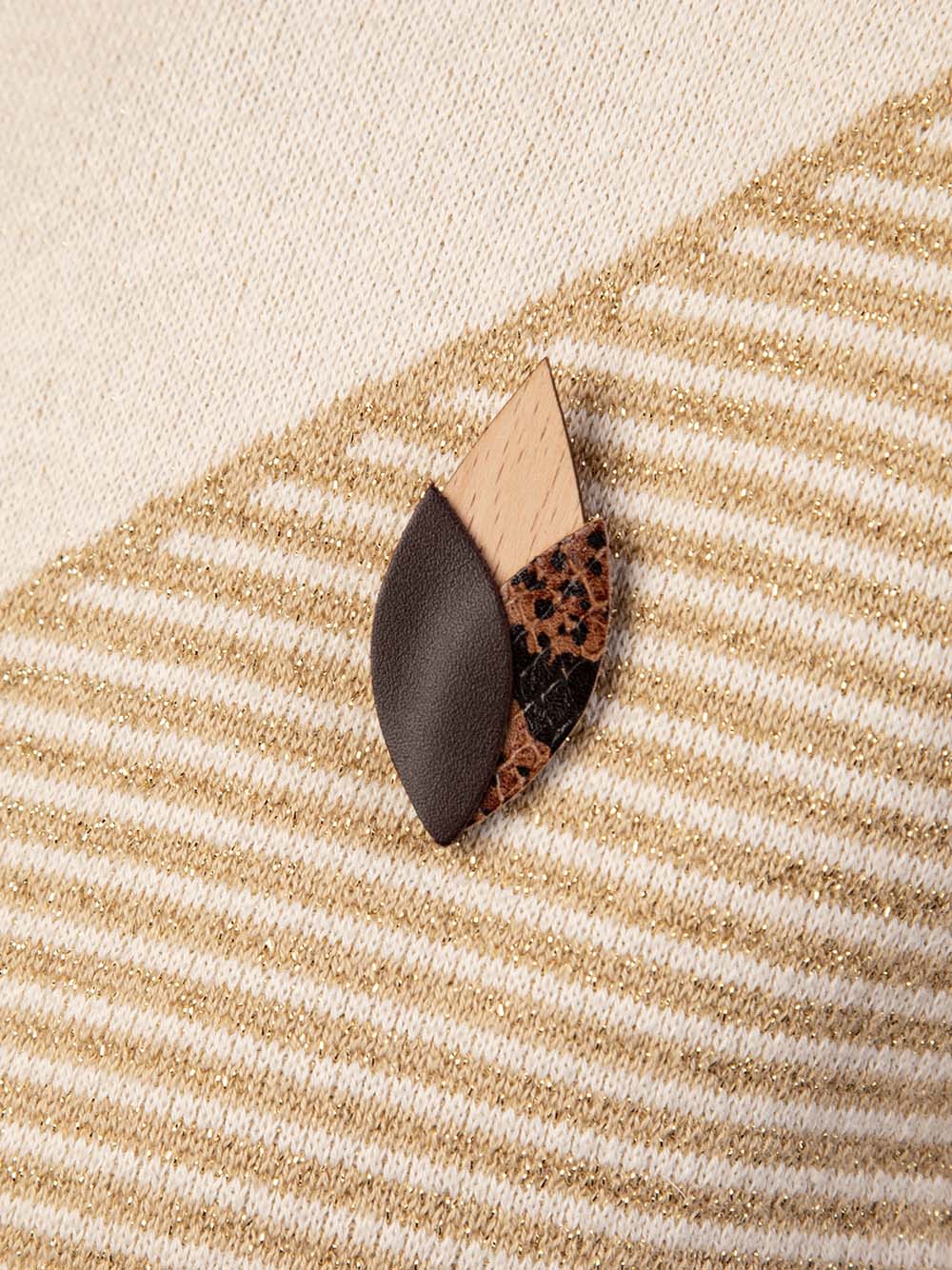 Broche en bois TULIPE Caramel 4