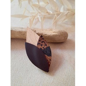 Broche en bois TULIPE Caramel
