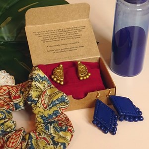 Coffret 1 - Bijoux argile - 2 paires de boucles d'oreilles et 1 chouchou