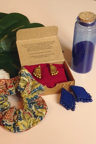 Coffret 1 - Bijoux argile - 2 paires de boucles d'oreilles et 1 chouchou