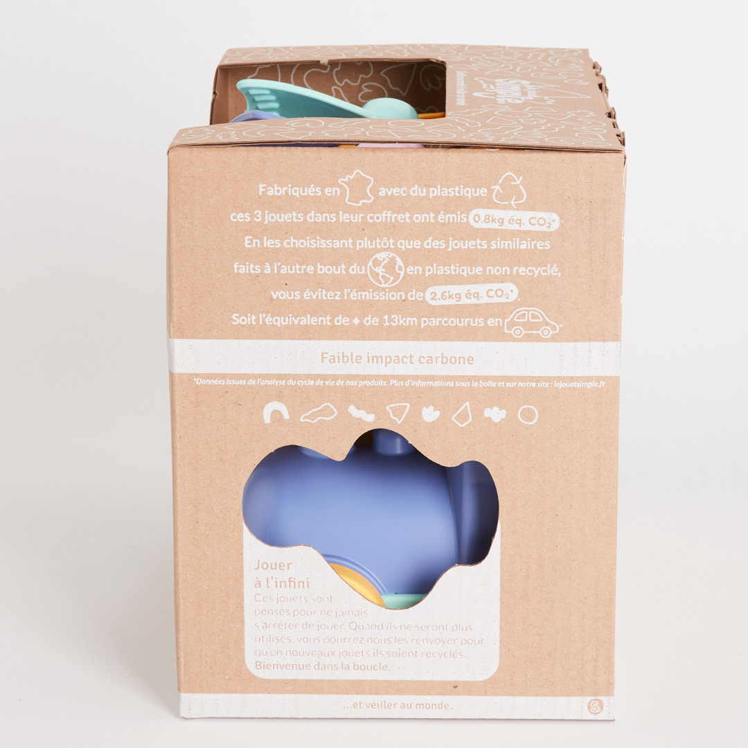 Le Jouet Simple - Coffret d'éveil - hochet vert coupelles à empiler et train bleu- Made in France 8