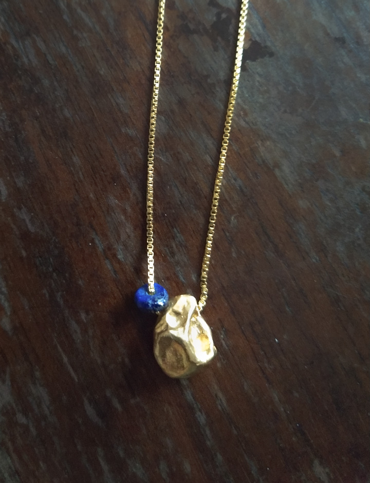 collier, sautoir, pépite, bresma, raz du cou, doré, pierre, lapislazuli