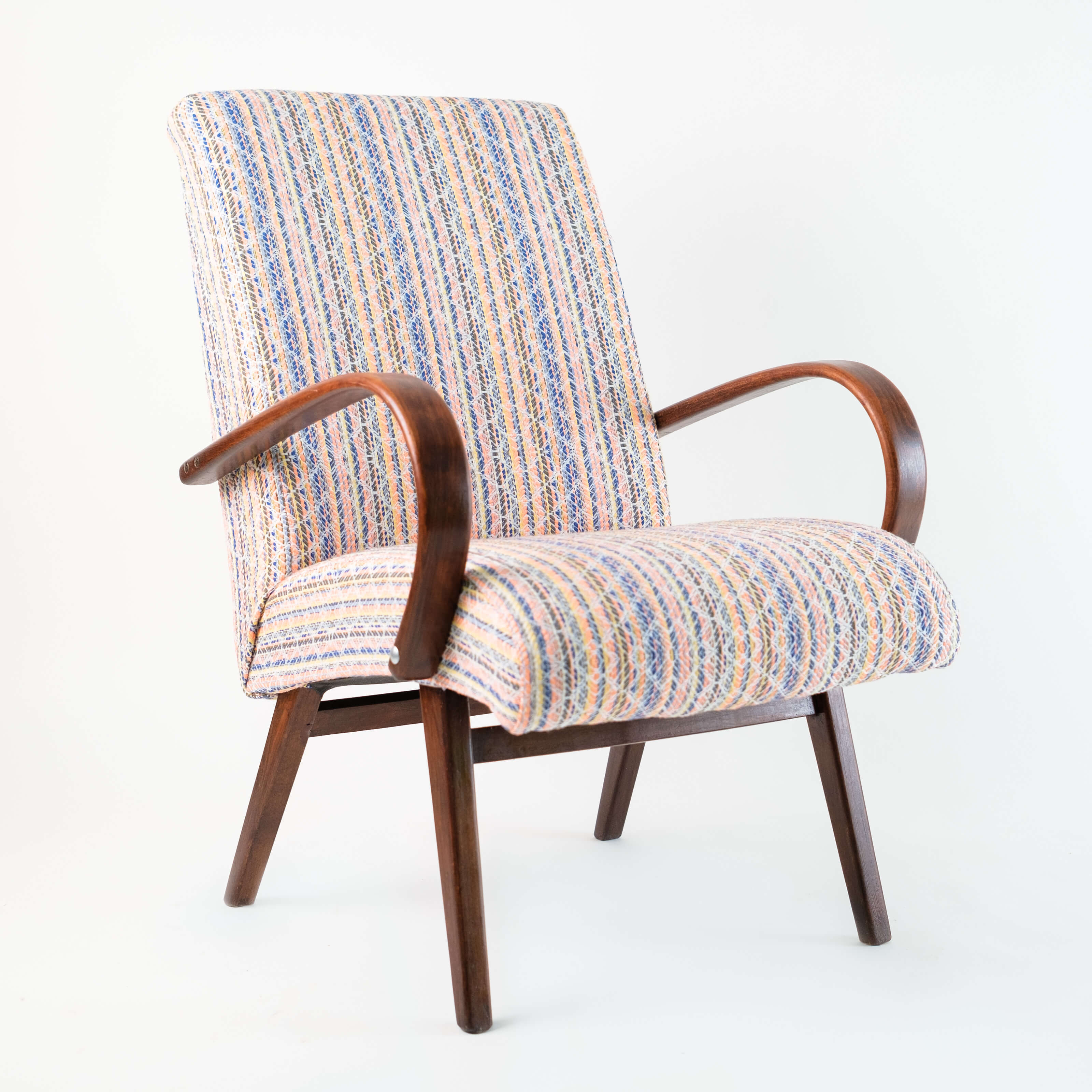 Fauteuil vintage restauré et retapissé - Pastel lights 2