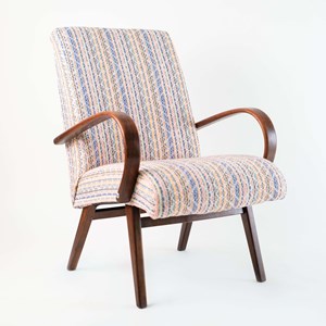 Fauteuil vintage restauré et retapissé - Pastel lights