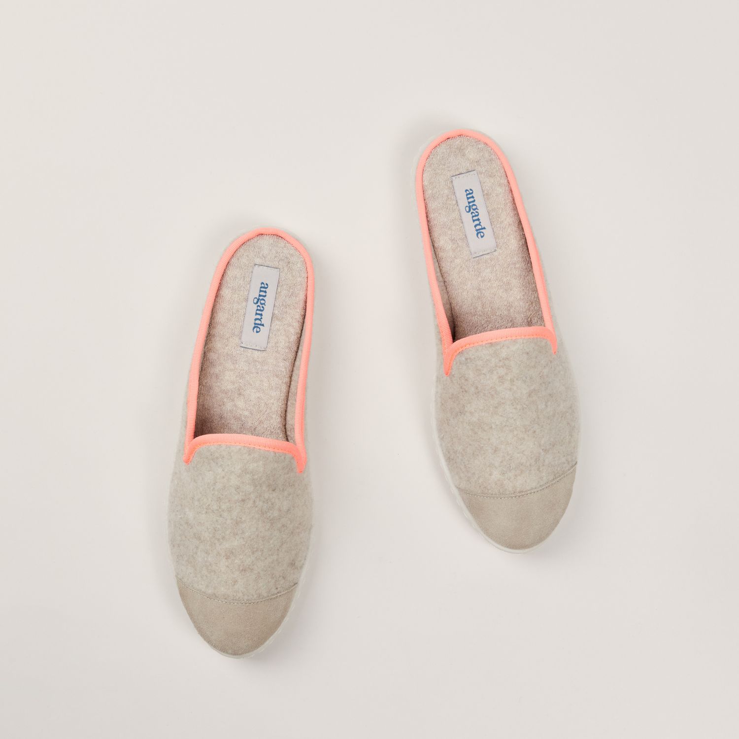 La mule en laine recyclée, beige rose fluo 3