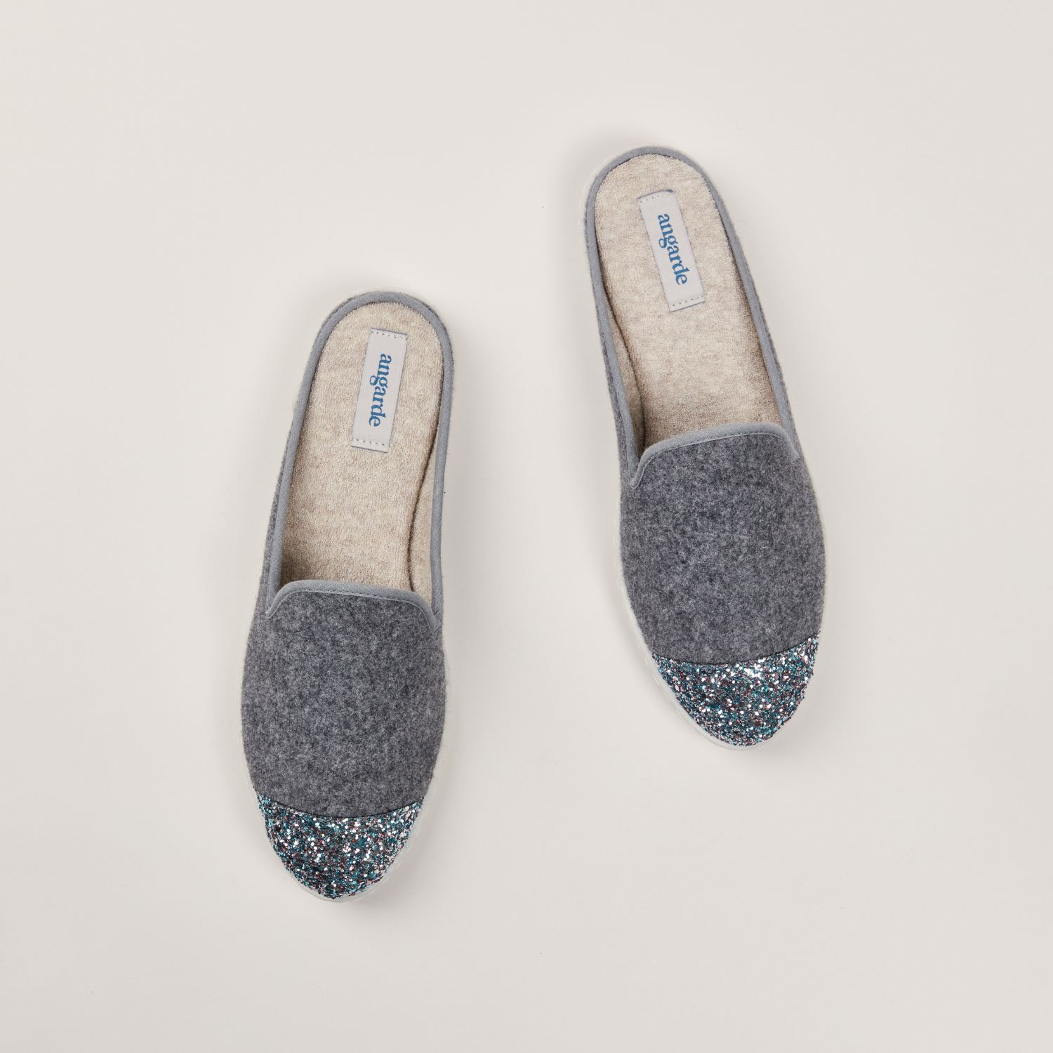 La mule en laine recyclée, gris paillettes 3