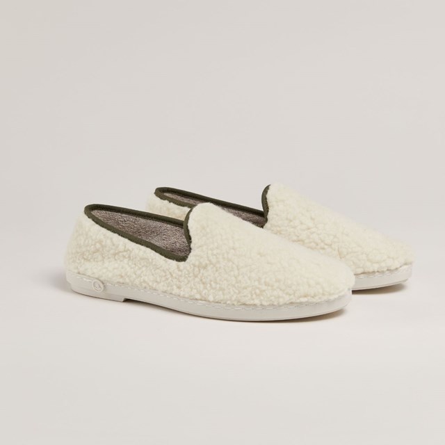 Chausson AW bouclette de laine naturelle, blanc kaki 7