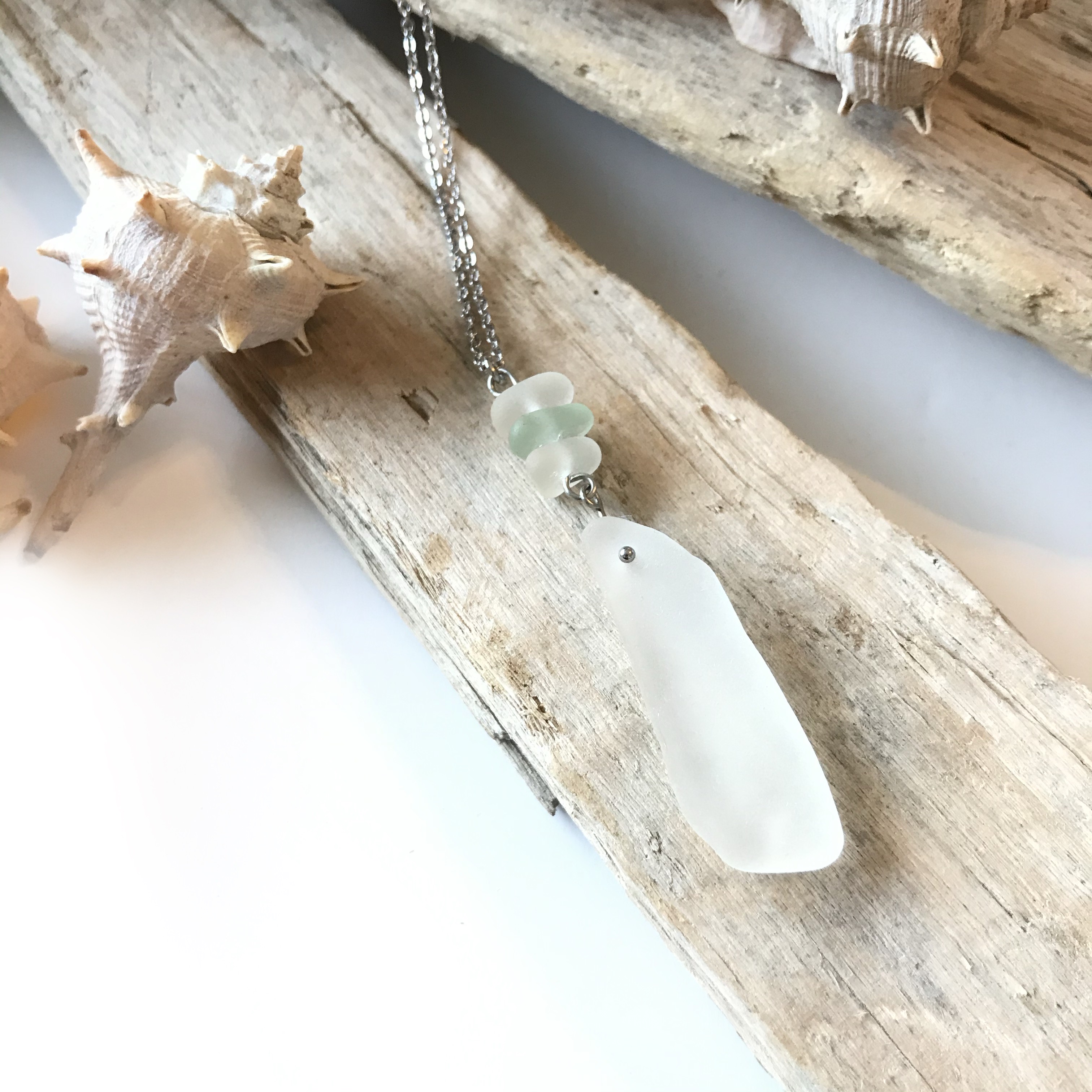 Collier PRESQU'ÎLE Blanc en verre recyclé 2