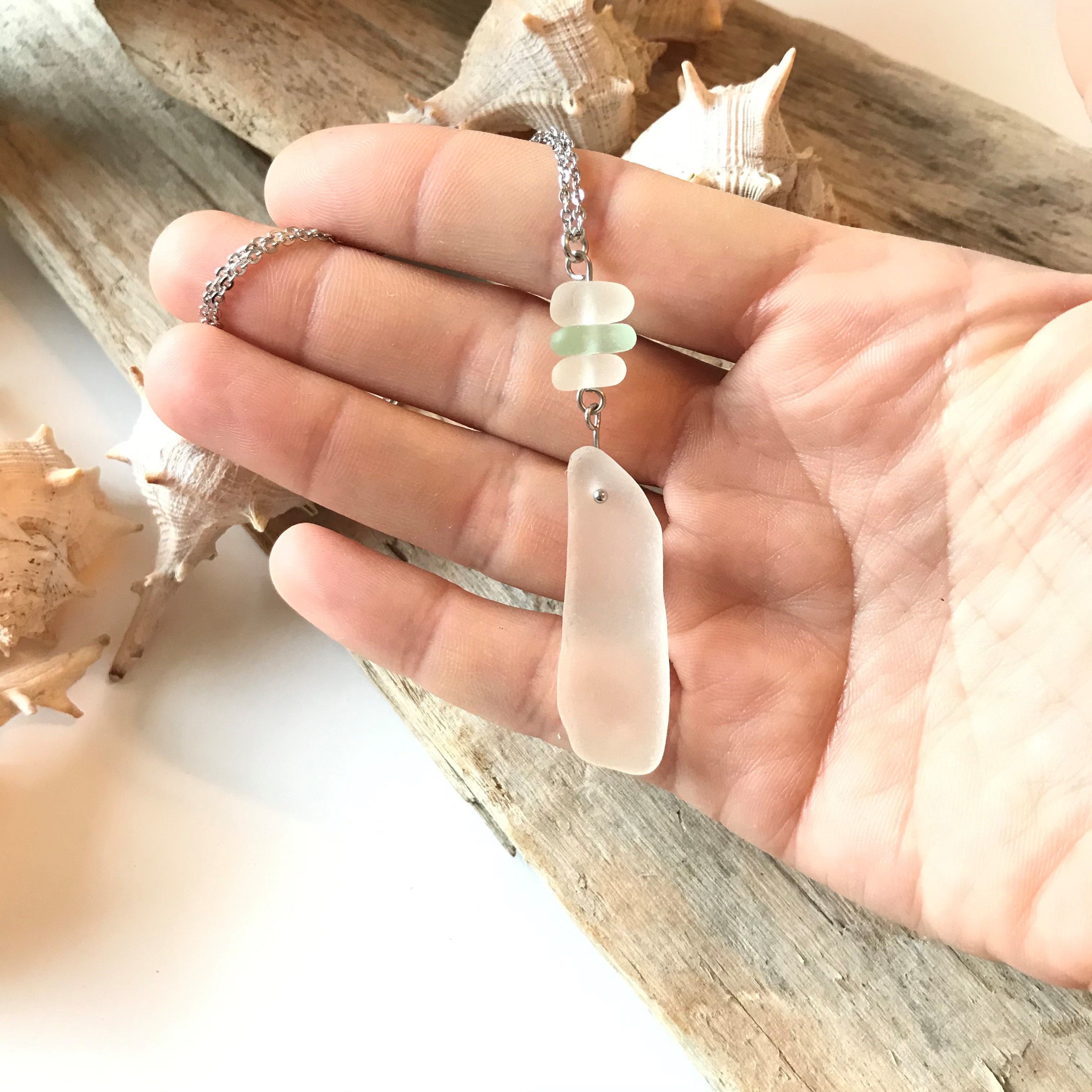 Collier PRESQU'ÎLE Blanc en verre recyclé 3