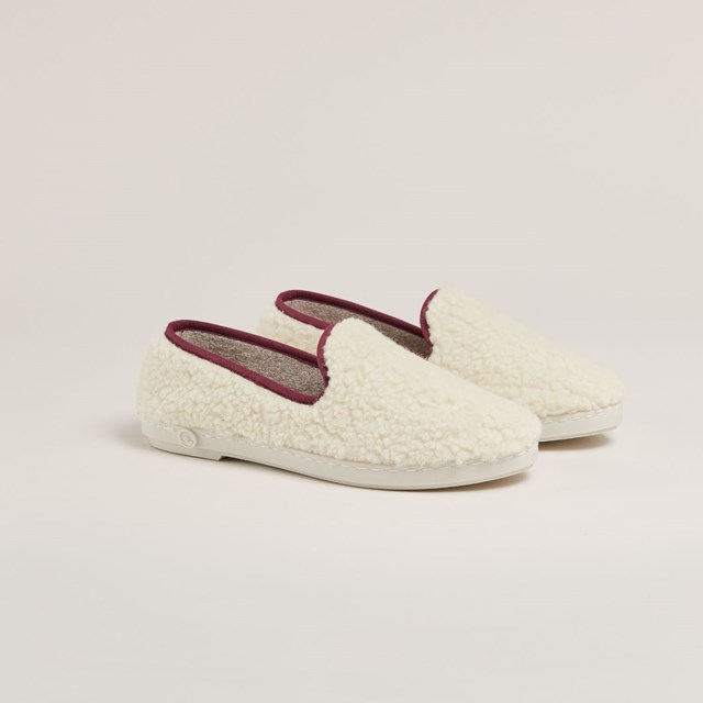 Chausson AW bouclette de laine naturelle, blanc bordeaux 5