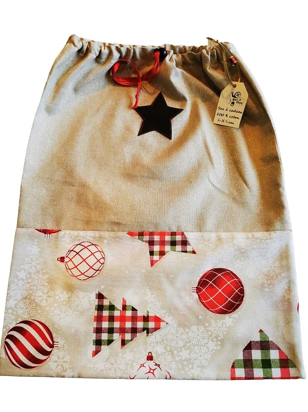 Sac à cadeau fait main 40 x 50 cm - Motif Neige 2