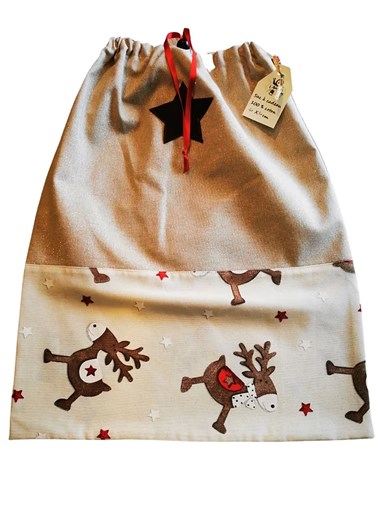 Sac à cadeau fait main 40 x 50 cm - Motif Rennes