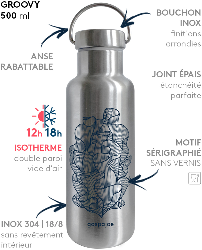Gourde zéro déchet avec Anses - Gaspajoe - Inox  - 500 mL 2