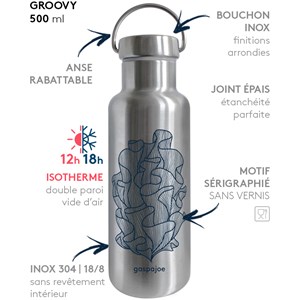 Gourde zéro déchet avec Anses - Gaspajoe - Inox  - 500 mL