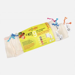 Kit découverte 9 sacs à vrac en coton bio - XS à XL GOTS