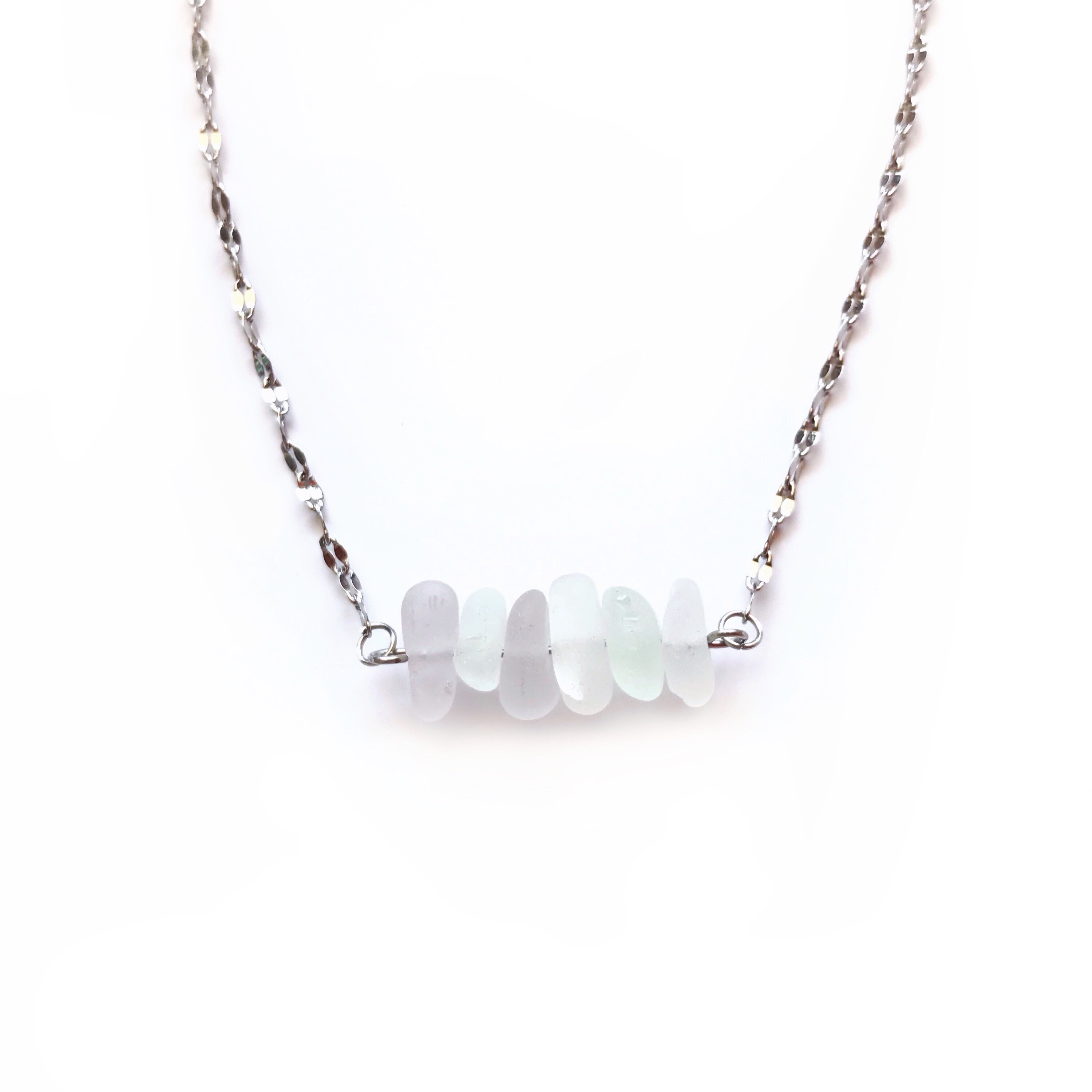 Collier RIVAGE Blanc en verre dépoli des plages 6