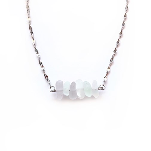 Collier RIVAGE Blanc en verre dépoli des plages