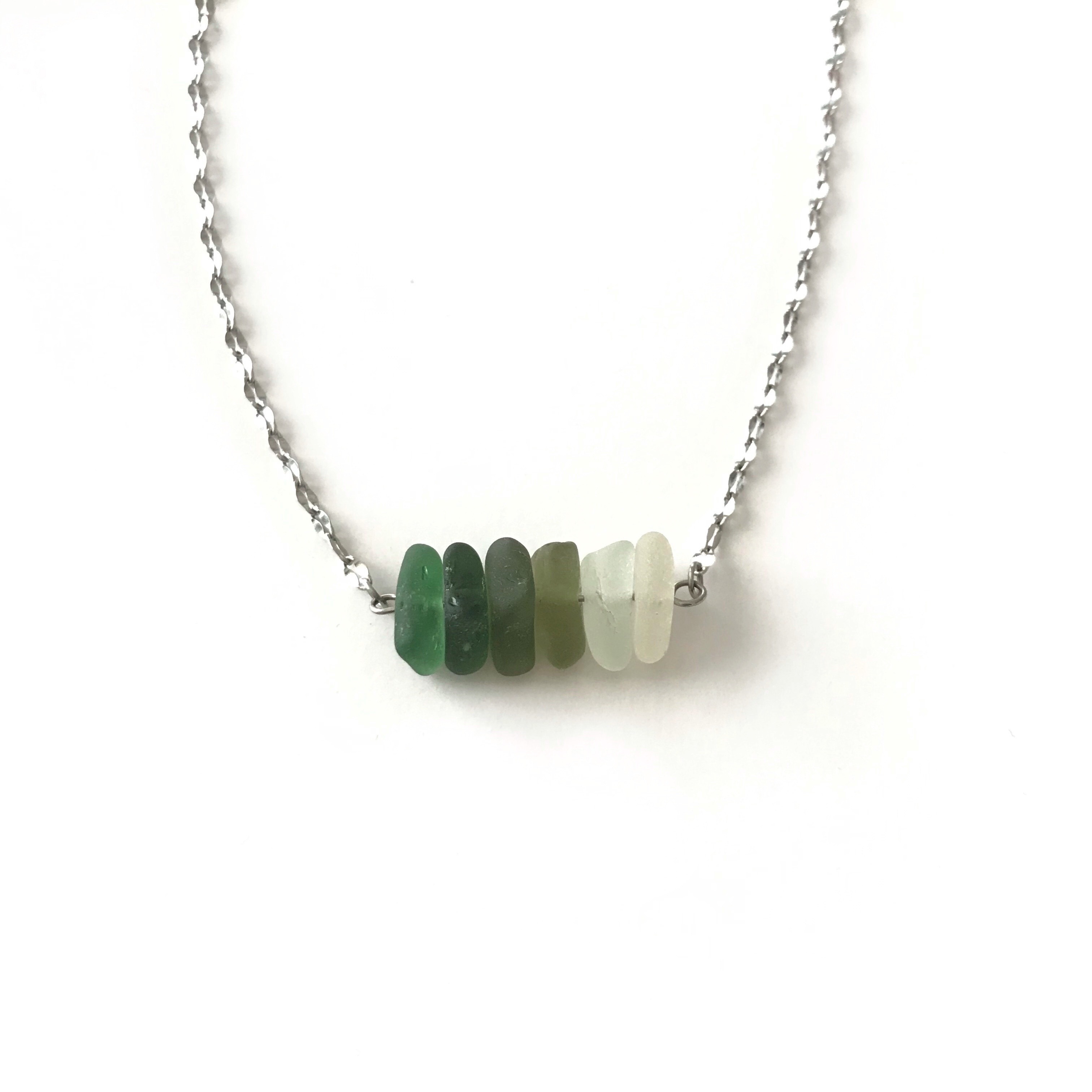 Collier RIVAGE Vert en verre de mer recyclé 7