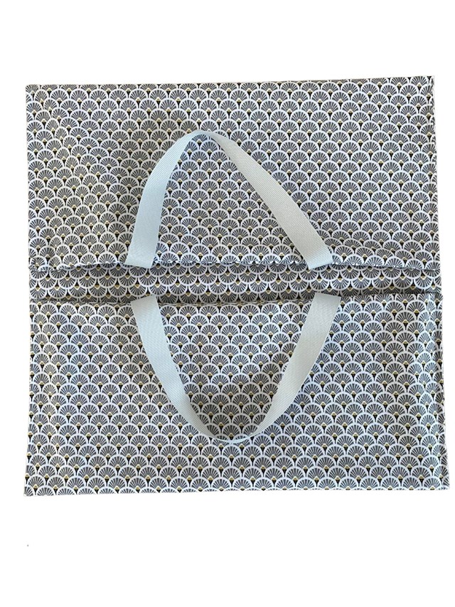 Sac à tarte en tissu - motifs éventails gris 2