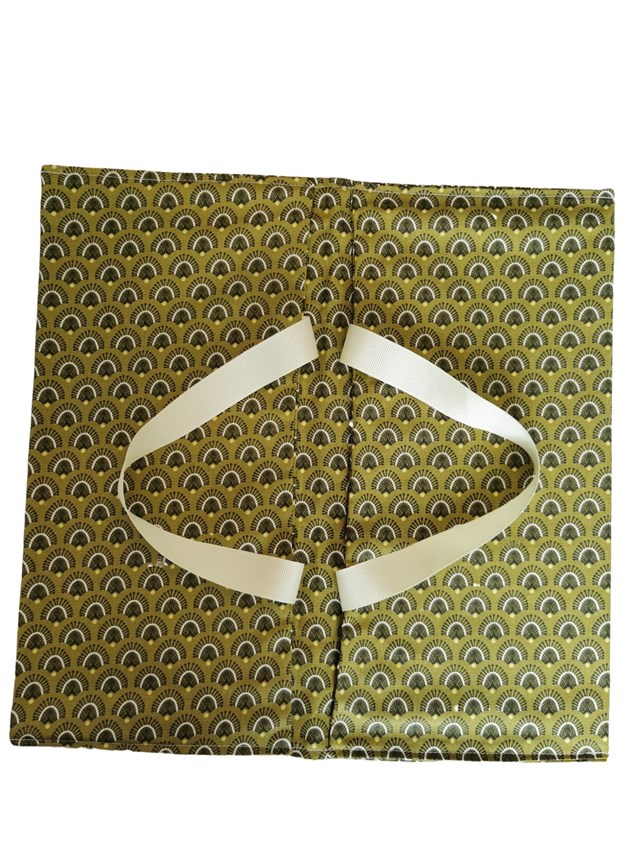 Sac à tarte en tissu - motifs paon jaune et vert 2