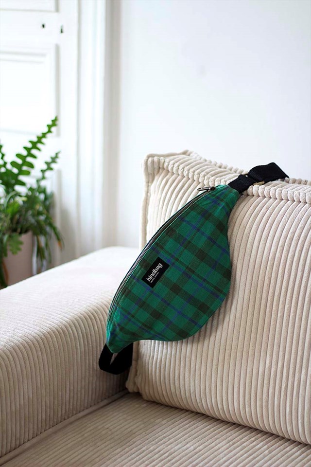 Sac banane OLIVIA, tartan vert , coton bio 5