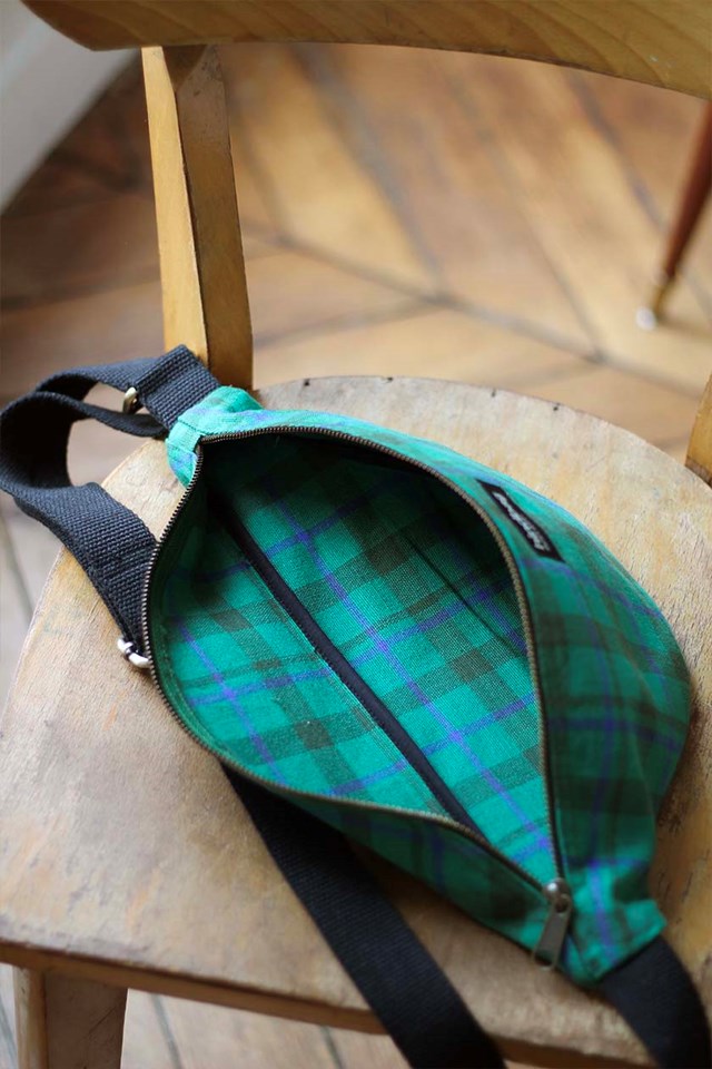 Sac banane OLIVIA, tartan vert , coton bio 4