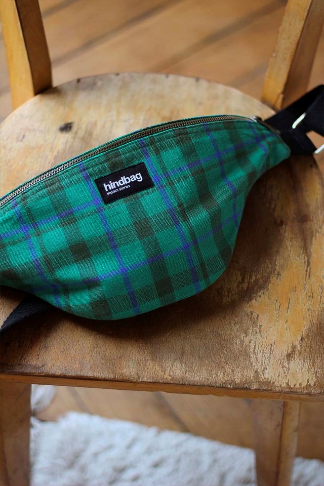 Sac banane OLIVIA, tartan vert , coton bio 2