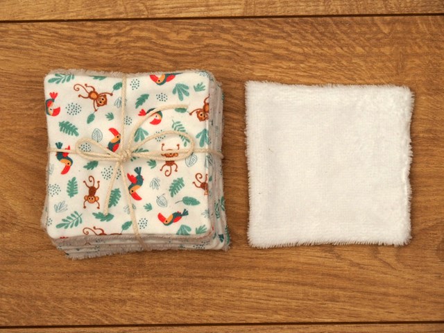 Lot de lingettes lavables en coton biologique 4