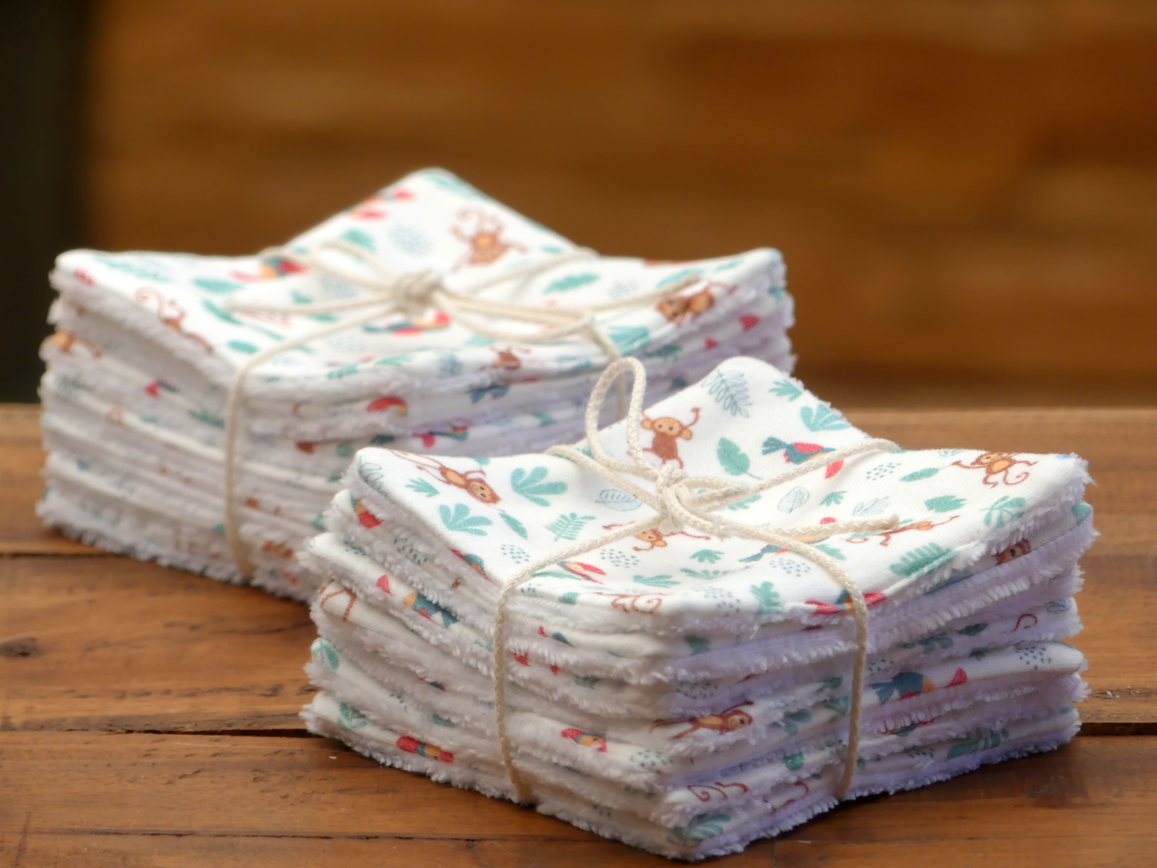 Lot de lingettes lavables en coton biologique 2