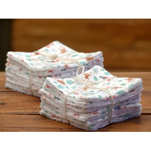 Lot de lingettes lavables en coton biologique