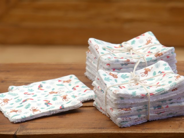 Lot de lingettes lavables en coton biologique 3