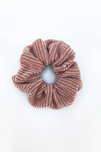 Scrunchie velours cotelé rose