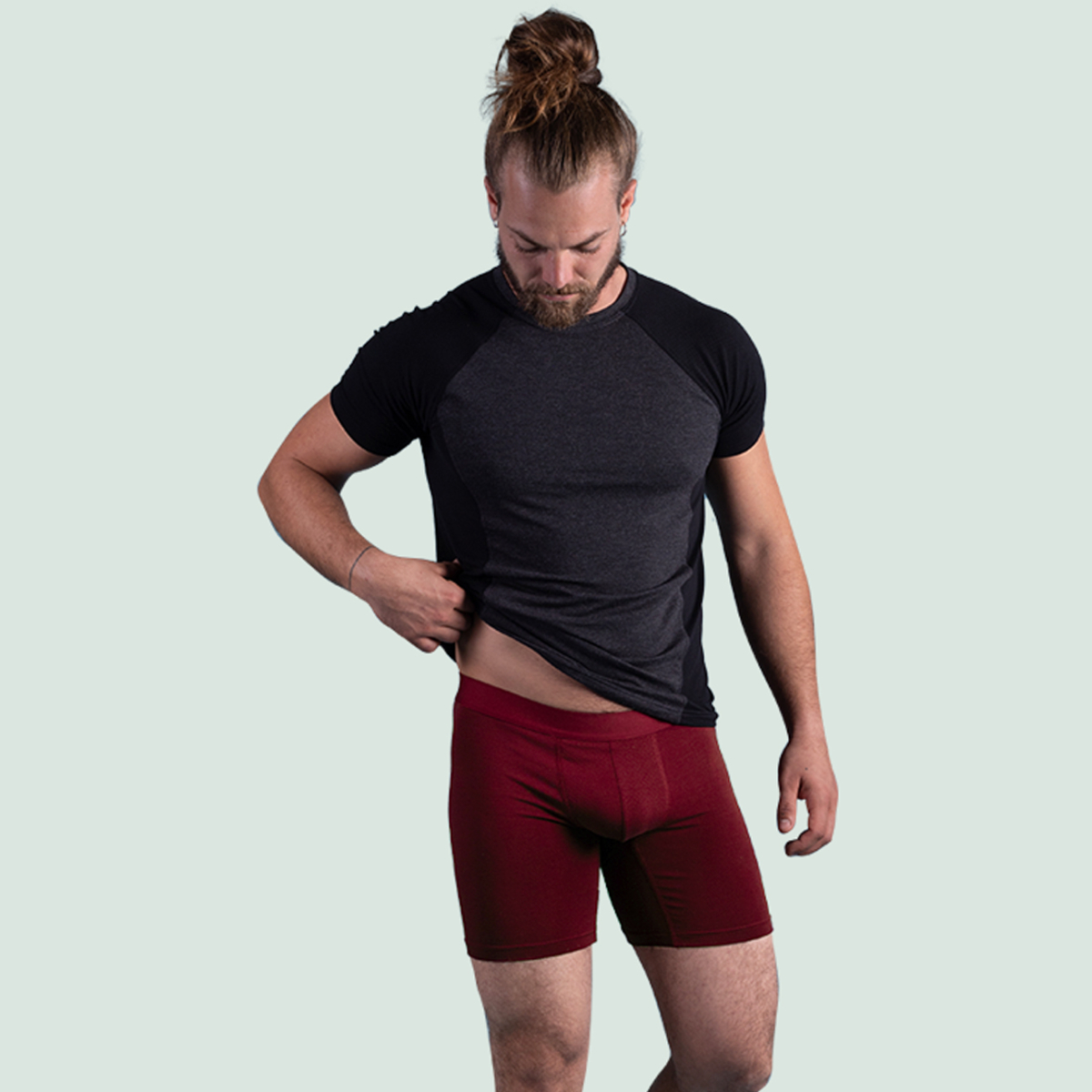 Boxer sport mi-long en tencel bordeaux foncé pour hommes