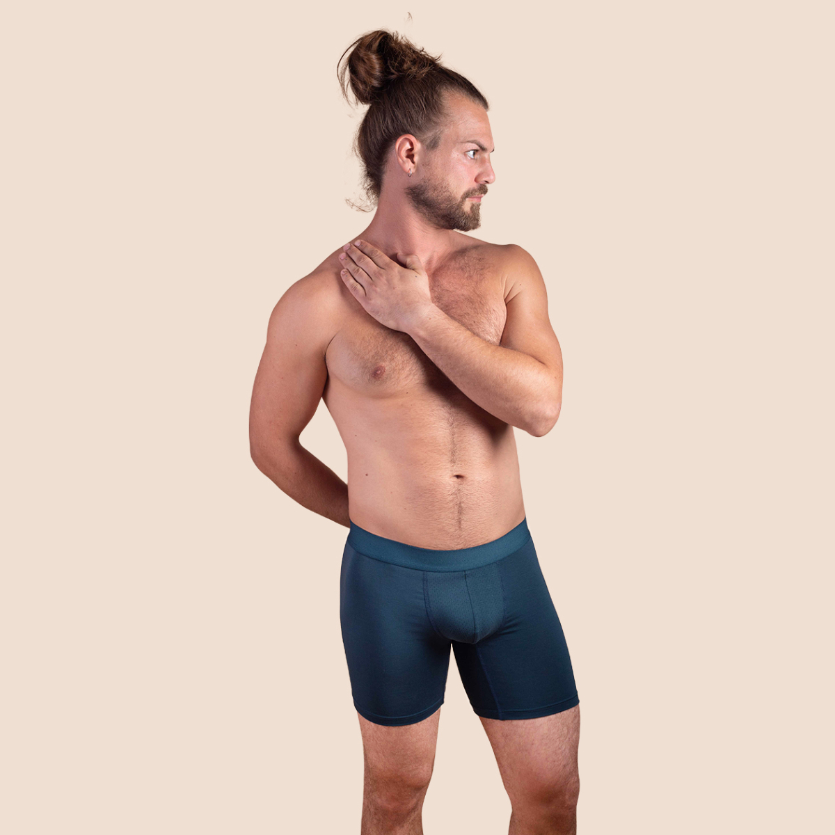 Boxer sport mi-long en tencel bleu pétrole pour hommes