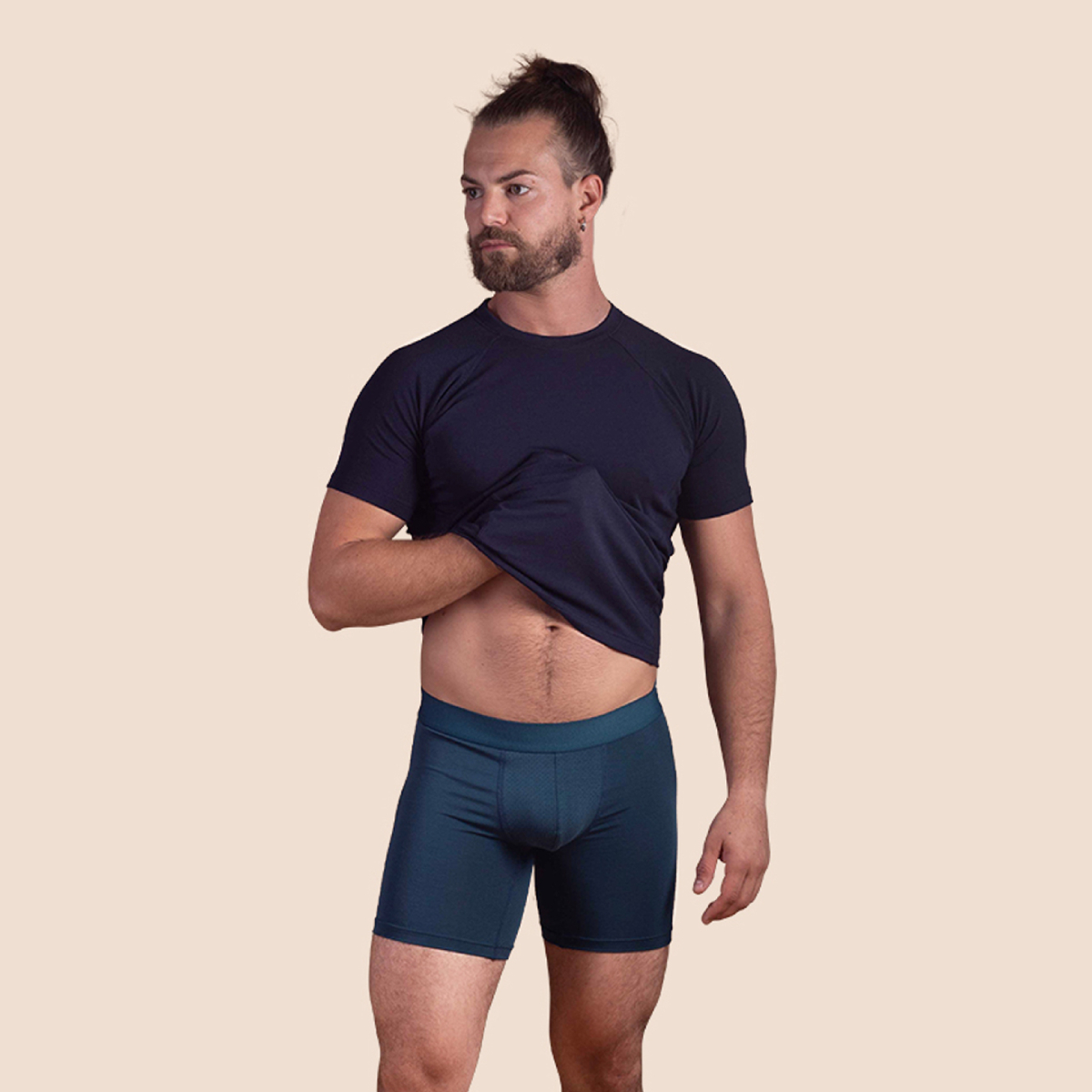 Boxer sport mi-long en tencel bleu pétrole pour hommes