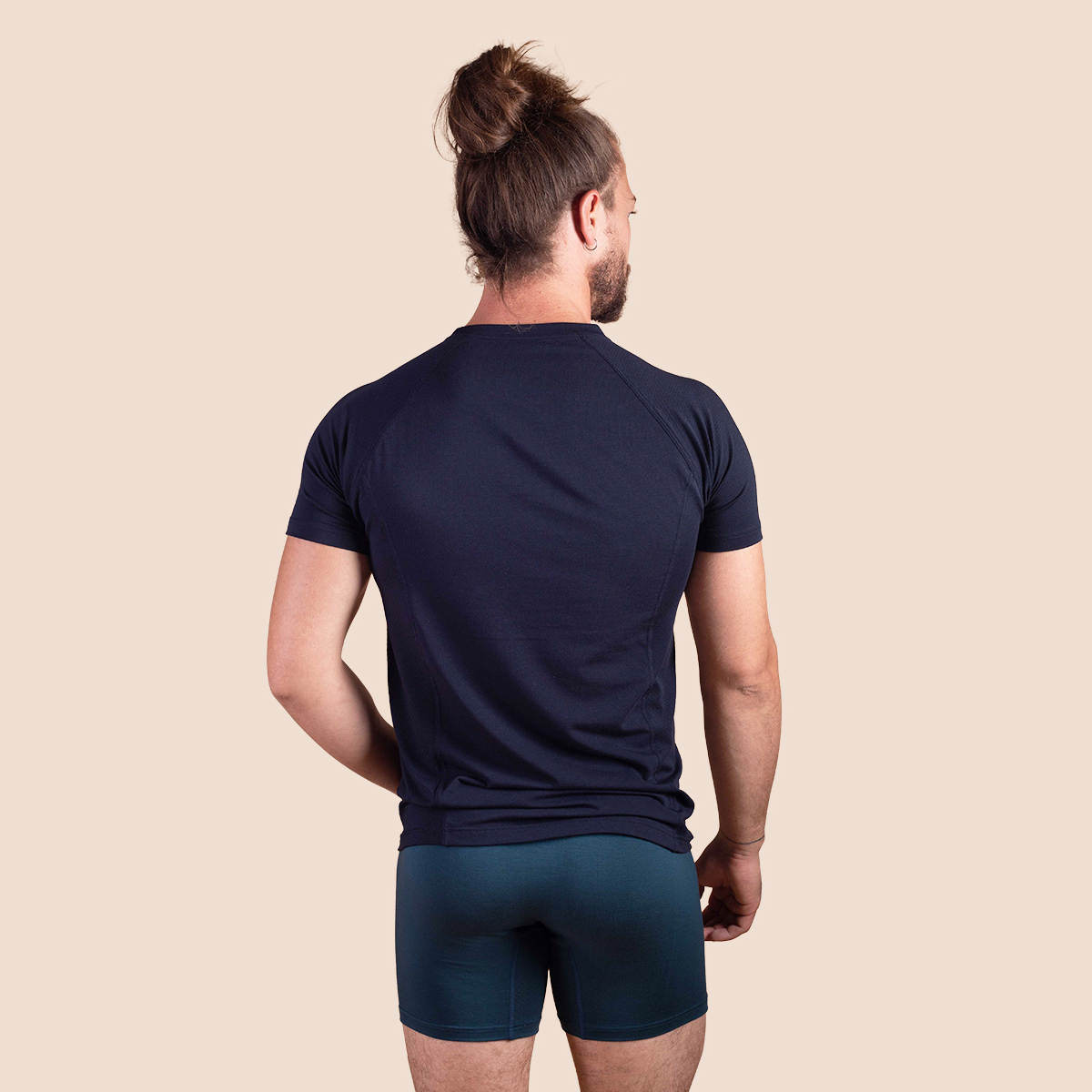 T-shirt bleu marine en tencel pour hommes