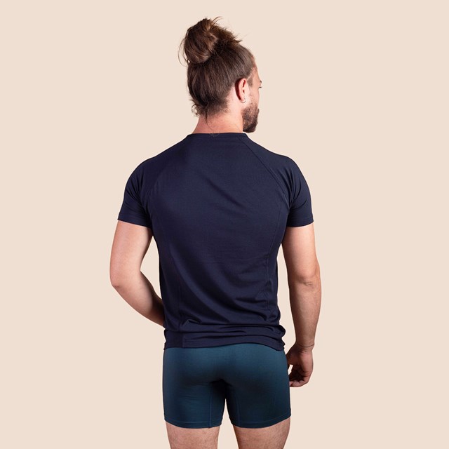 T-shirt bleu marine en tencel pour hommes