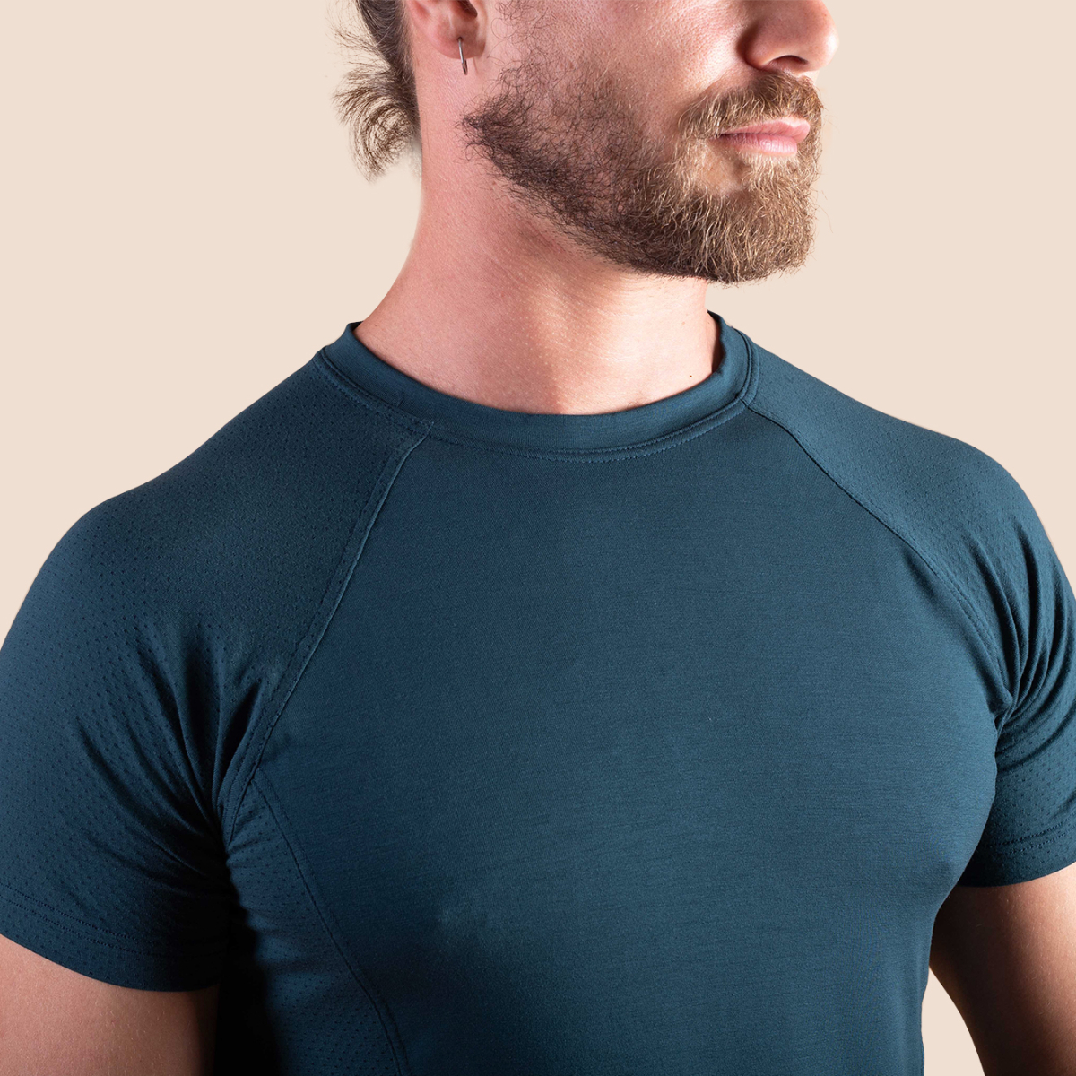 T-shirt sport bleu pétrole en tencel pour hommes