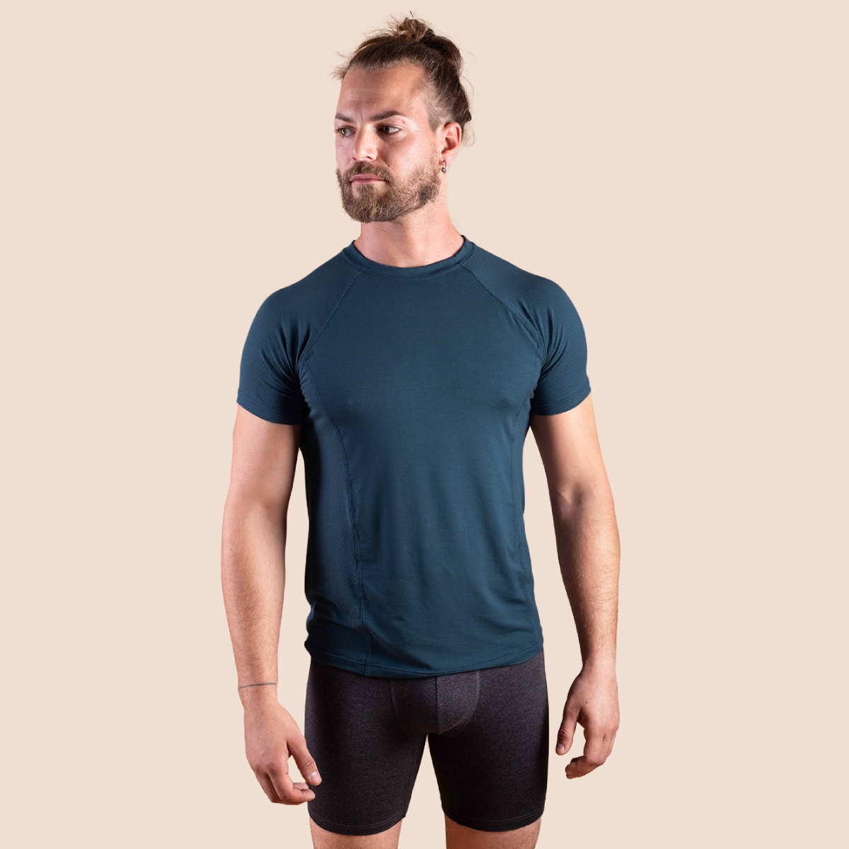 T-shirt sport bleu pétrole en tencel pour hommes