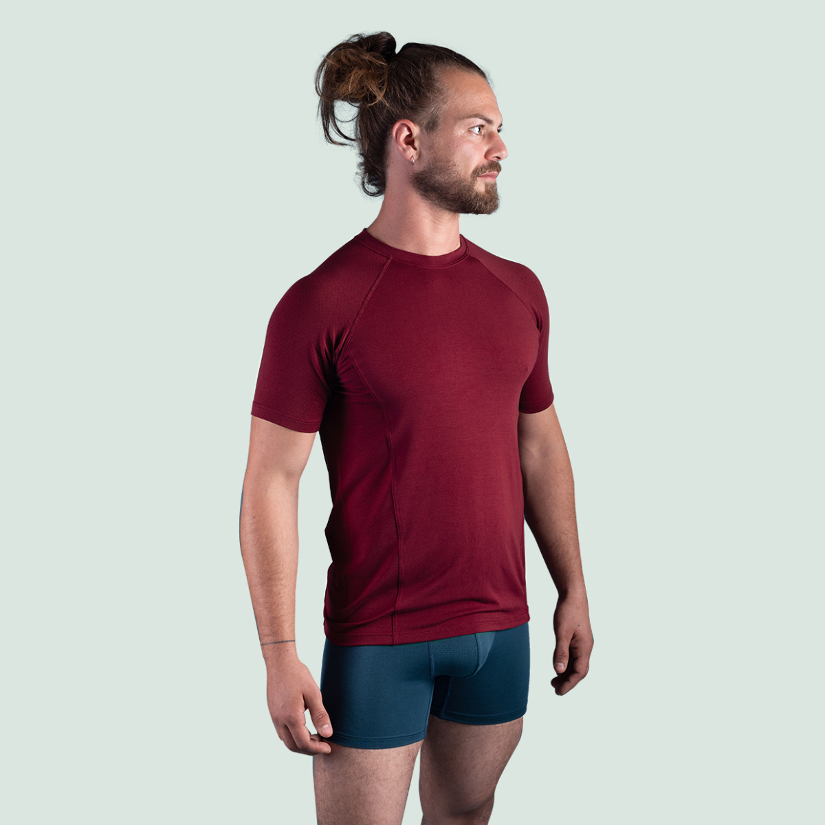 T-shirt sport bordeaux en tencel pour hommes