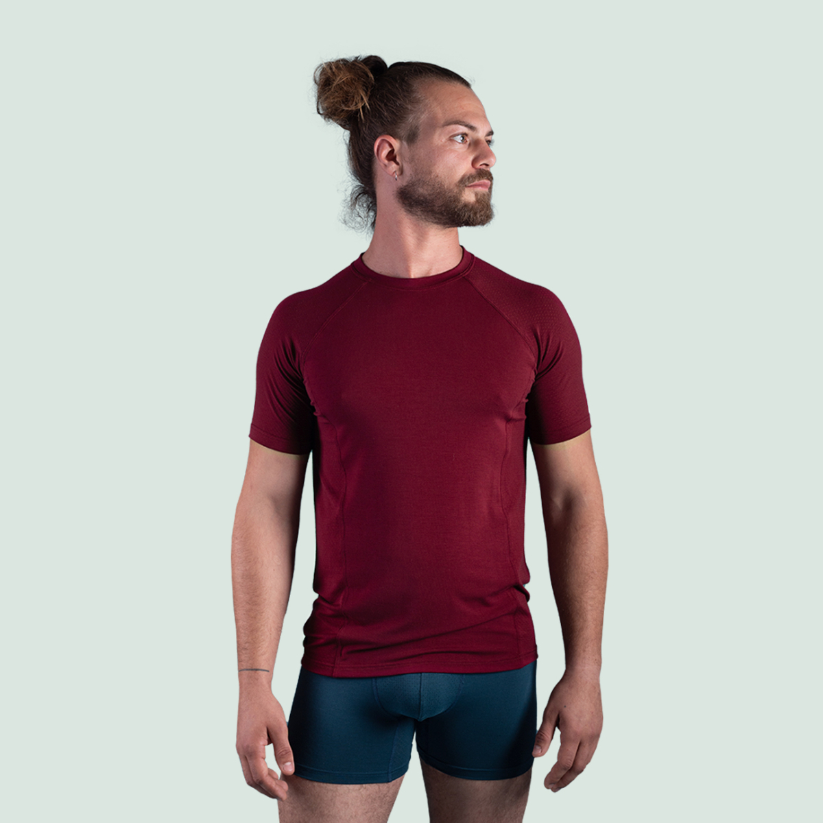 T-shirt sport bordeaux en tencel pour hommes