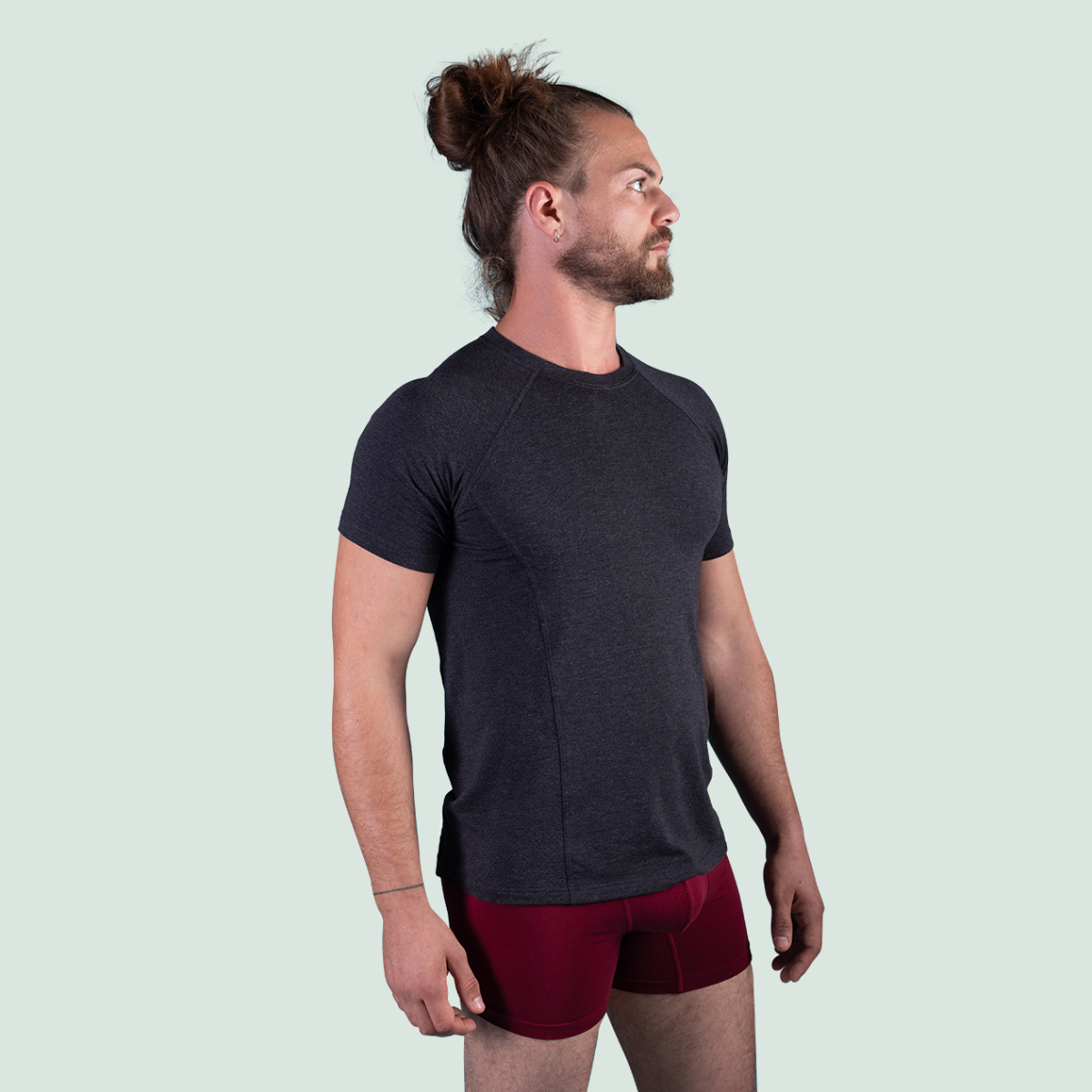 T-shirt sport gris anthracite en tencel pour hommes