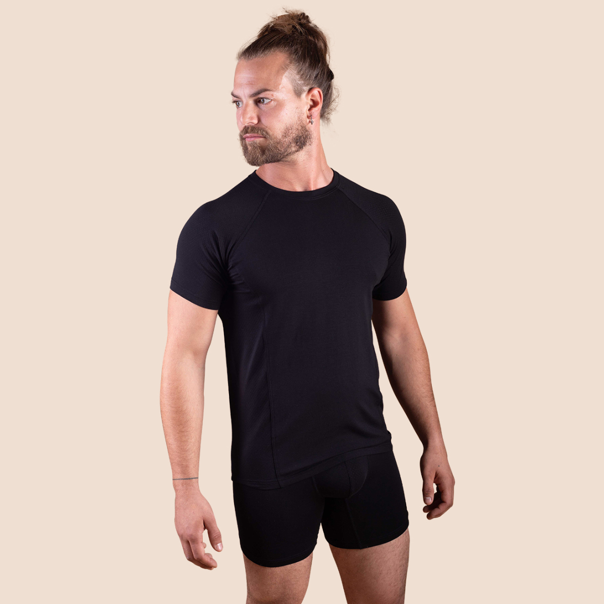 T-shirt sport noir en tencel pour hommes